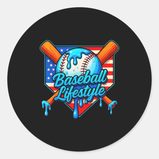 Baseball Lifestyle 101 Apparel Youth Baseball Drip Ronde Sticker (Voorkant)
