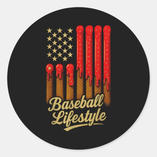 Baseball Lifestyle 101 Apparel Youth Baseball Drip Ronde Sticker (Voorkant)