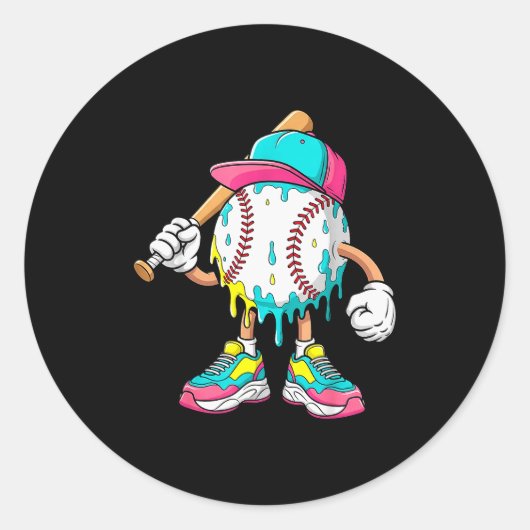 Baseball Lifestyle 101 Apparel Youth Baseball Drip Ronde Sticker (Voorkant)