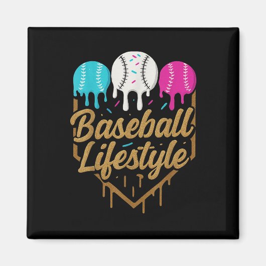 Baseball Lifestyle 101 Kleding Jeugd Baseball Drip Magneet (Voorkant)