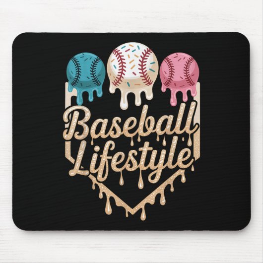 Baseball Lifestyle 101 Kleding Jeugd Baseball Drip Muismat (Voorkant)