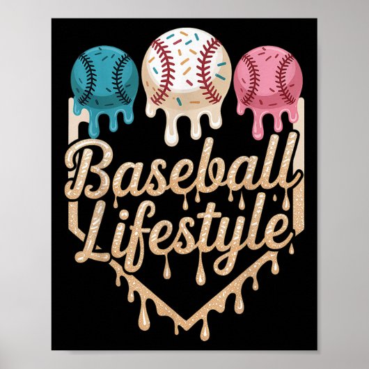 Baseball Lifestyle 101 Kleding Jeugd Baseball Drip Poster (Voorkant)