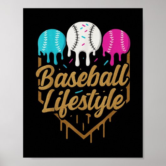 Baseball Lifestyle 101 Kleding Jeugd Baseball Drip Poster (Voorkant)