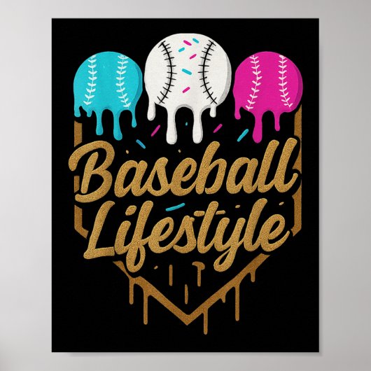 Baseball Lifestyle 101 Kleding Jeugd Baseball Drip Poster (Voorkant)