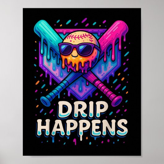 Baseball Lifestyle 101 Kleding Jeugd Baseball Drip Poster (Voorkant)