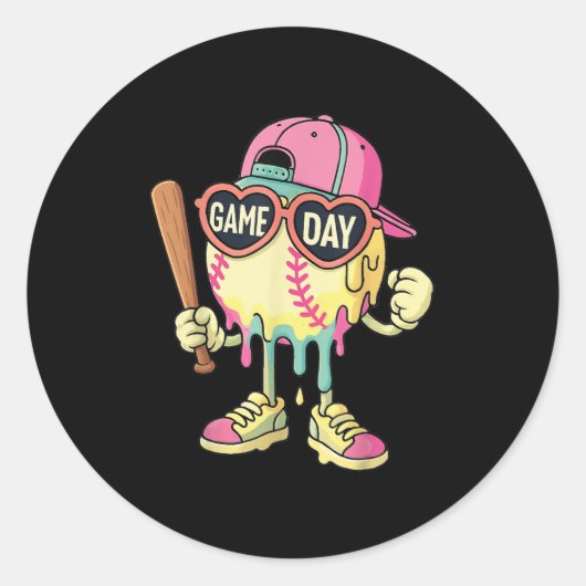 Baseball Lifestyle 101 Kleding Jeugd Baseball Drip Ronde Sticker (Voorkant)
