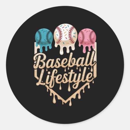 Baseball Lifestyle 101 Kleding Jeugd Baseball Drip Ronde Sticker (Voorkant)
