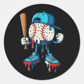 Baseball Lifestyle 101 Kleding Jeugd Baseball Drip Ronde Sticker (Voorkant)