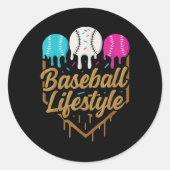 Baseball Lifestyle 101 Kleding Jeugd Baseball Drip Ronde Sticker (Voorkant)