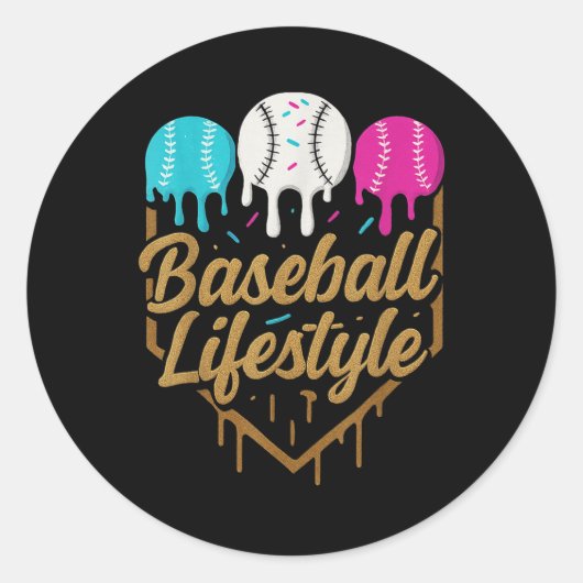 Baseball Lifestyle 101 Kleding Jeugd Baseball Drip Ronde Sticker (Voorkant)