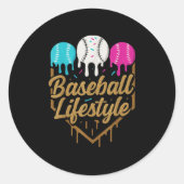 Baseball Lifestyle 101 Kleding Jeugd Baseball Drip Ronde Sticker (Voorkant)