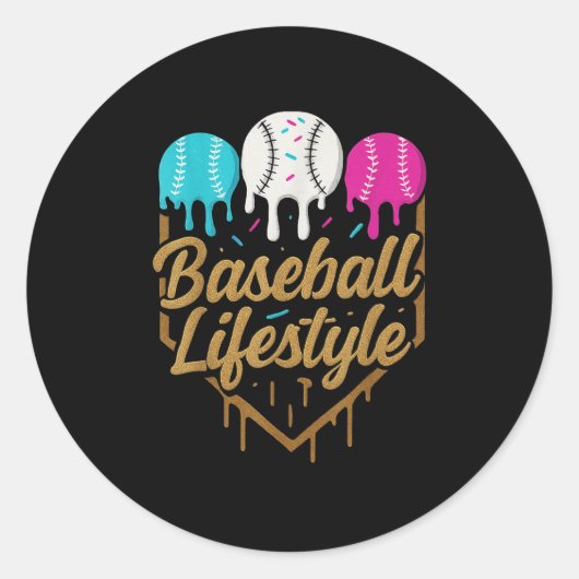 Baseball Lifestyle 101 Kleding Jeugd Baseball Drip Ronde Sticker (Voorkant)