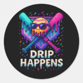 Baseball Lifestyle 101 Kleding Jeugd Baseball Drip Ronde Sticker (Voorkant)