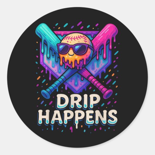 Baseball Lifestyle 101 Kleding Jeugd Baseball Drip Ronde Sticker (Voorkant)