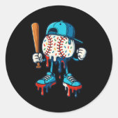 Baseball Lifestyle 101 Kleding Jeugd Baseball Drip Ronde Sticker (Voorkant)