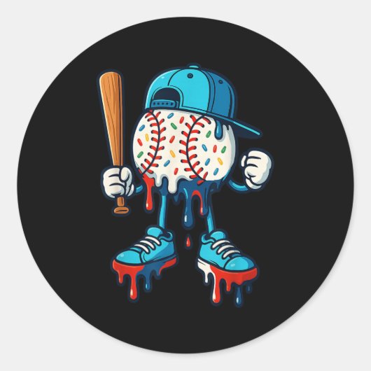 Baseball Lifestyle 101 Kleding Jeugd Baseball Drip Ronde Sticker (Voorkant)