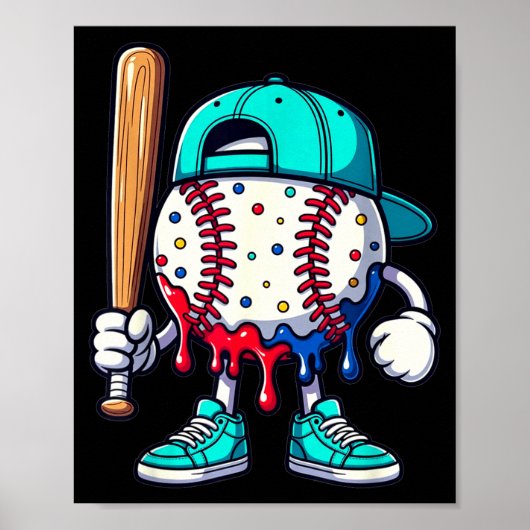 Baseball Lifestyle 101 Kleding Jeugd Drip Baseball Poster (Voorkant)