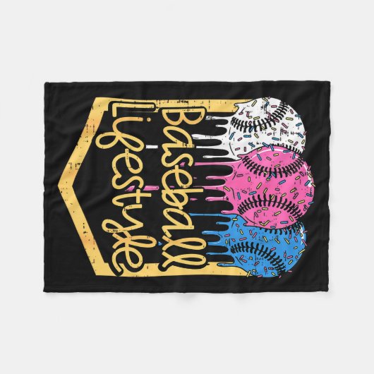 Baseball Lifestyle Ball Sprinkles Drip Boys Kids M Fleece Deken (Voorkant (Horizontaal))