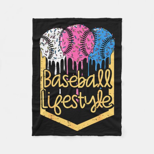 Baseball Lifestyle Ball Sprinkles Drip Boys Kids M Fleece Deken (Voorkant)