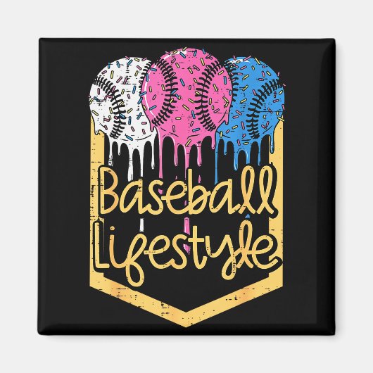 Baseball Lifestyle Ball Sprinkles Drip Boys Kids M Magneet (Voorkant)