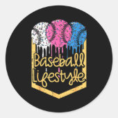 Baseball Lifestyle Ball Sprinkles Drip Boys Kids M Ronde Sticker (Voorkant)