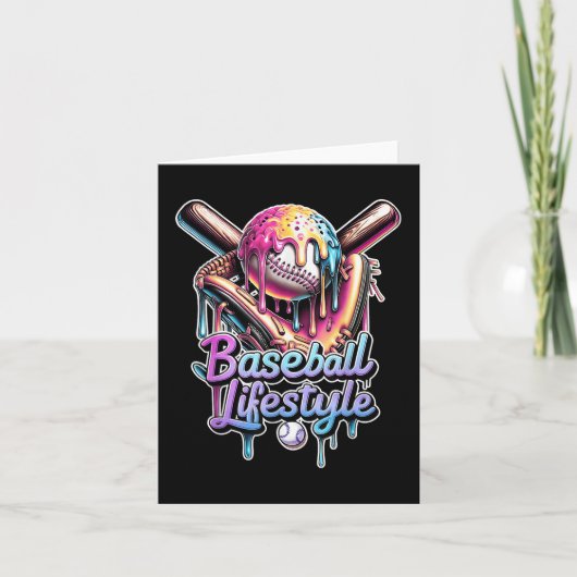 Baseball Lifestyle Ice Cream Drip Mannen Boys Kind Kaart (Voorkant)