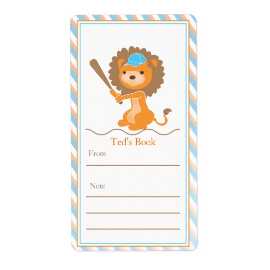 Baseball Lion Bookplate Etiket (Voorkant)