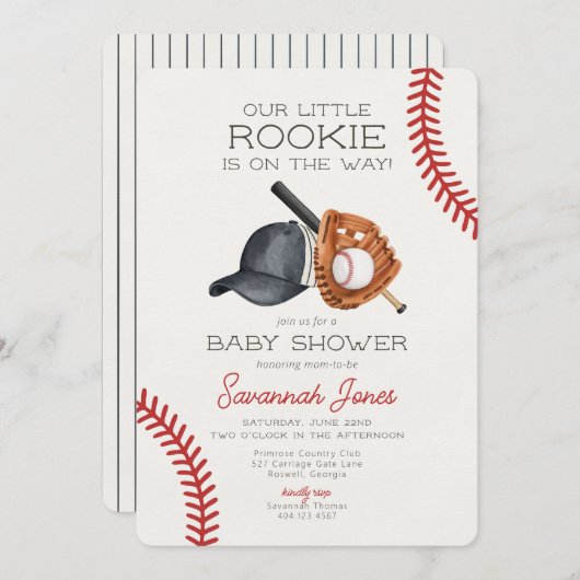 Baseball Little Rookie Baby shower Kaart (Voorkant / Achterkant)