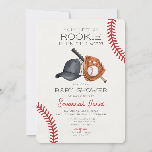 Baseball Little Rookie Baby shower Kaart (Voorkant)