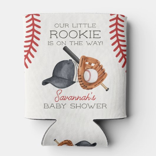 Baseball Little Rookie Home Run Baby shower Favori Blikjeskoeler (Achterkant)