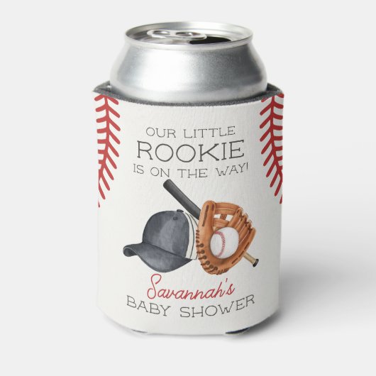 Baseball Little Rookie Home Run Baby shower Favori Blikjeskoeler (Blikje Achterkant)