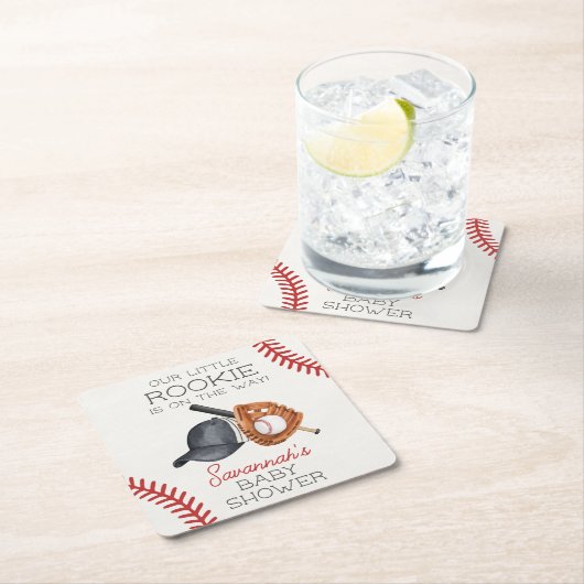 Baseball Little Rookie Home Run Baby shower Kartonnen Onderzetters (Insitu)