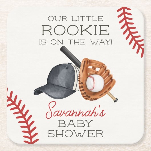 Baseball Little Rookie Home Run Baby shower Kartonnen Onderzetters (Voorkant)