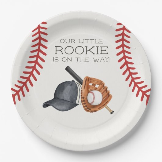 Baseball Little Rookie Home Run Baby shower Papieren Bordje (Voorkant)