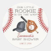 Baseball Little Rookie Home Run Baby shower Ronde Sticker (Voorkant)