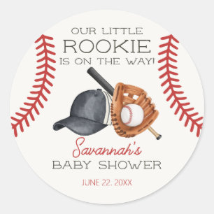 Baseball Little Rookie Home Run Baby shower Ronde Sticker