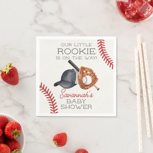 Baseball Little Rookie Home Run Baby shower Servet (Insitu)
