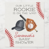 Baseball Little Rookie Home Run Baby shower Wijn Etiket (Enkel label)