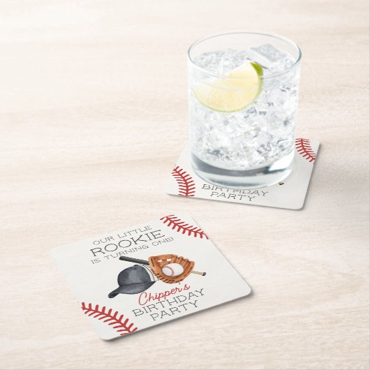 Baseball Little Rookie Home Run Verjaardag Kartonnen Onderzetters (Insitu)