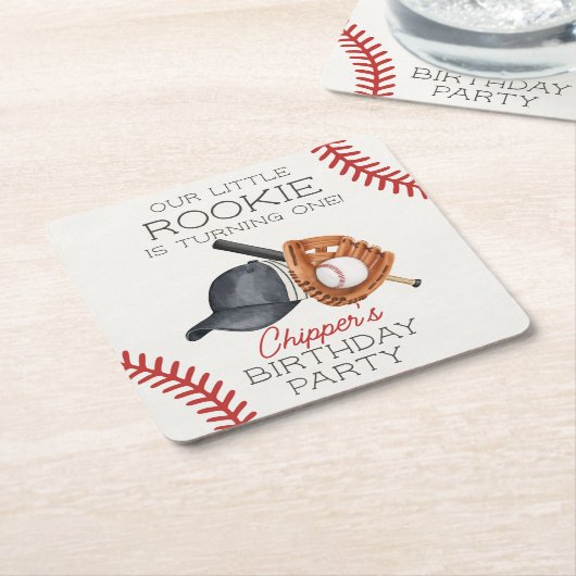 Baseball Little Rookie Home Run Verjaardag Kartonnen Onderzetters (Schuin)