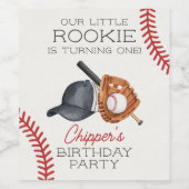 Baseball Little Rookie Home Run Verjaardag Wijn Etiket (Enkel label)