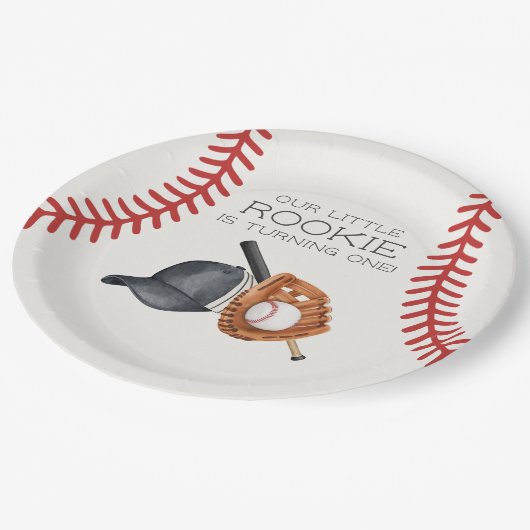 Baseball Little Rookie Home Run Verjaardagsfeest Papieren Bordje (Gekanteld)