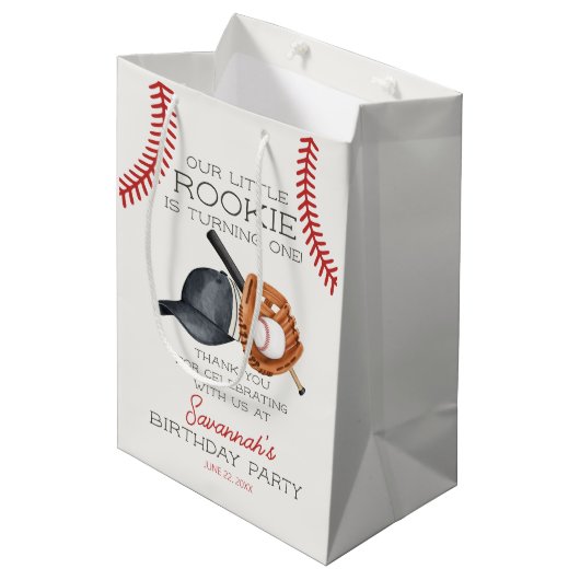 Baseball Little Rookie Home Run Verjaardagsgunst Medium Cadeauzakje (Voorkant Gekanteld)
