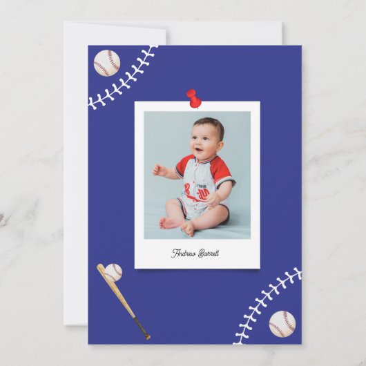 Baseball Little Slugger 1st Birthday Boy Party Kaart (Achterkant)