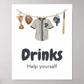 Baseball Little Slugger Baby shower Drinken Poster (Voorkant)