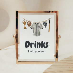 Baseball Little Slugger Baby shower Drinken Poster