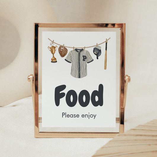 Baseball Little Slugger Baby shower Eten Poster