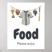 Baseball Little Slugger Baby shower Eten Poster (Voorkant)