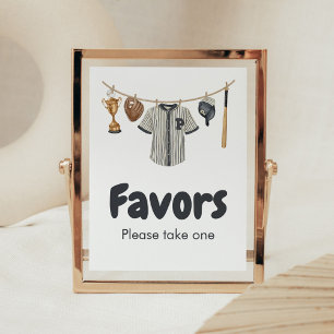 Baseball Little Slugger Baby shower Favors Poster