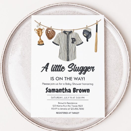 Baseball Little Slugger Baby shower Kaart